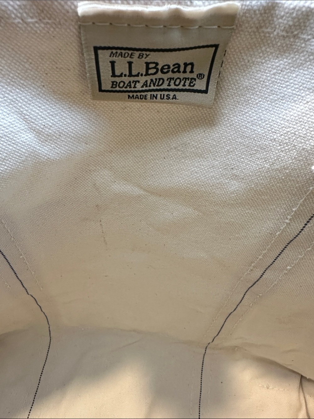L.L.Bean Boat and Tote Large Canvas Tote Bag Gray Trim Hell’s Bay Boatworks USA - Picture 6 of 7